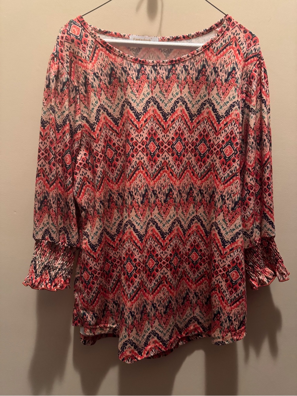 Coral & Red Southwestern Aztec Tunic Large
